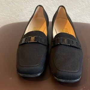 Salvatore Ferragamo Block Heel Pumps Black Fabric 6B